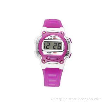 Pink Plastic Alarm Multifunction Ladies Wrist Watch With St